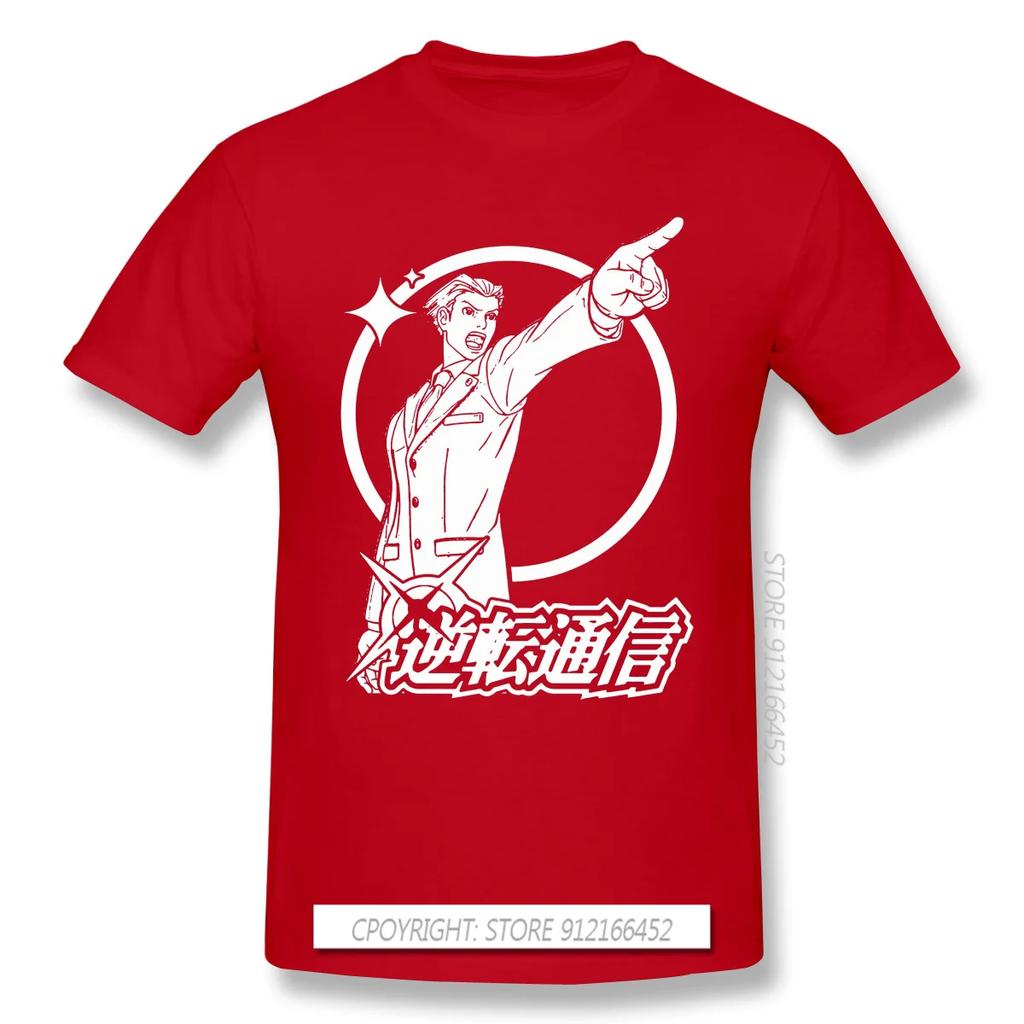 High Quality Men Clothes O-Neck 100% Cotton Cool  T-Shirts Phoenix Wright Ace Attorney Miles Fey Games Sleeve Short