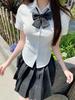 WhimsiNova Sexy School Uniform Set Mini and Short Cute School Uniform for Summer High School Girl Graduation Cultural School Popular 3-Piece (Top,