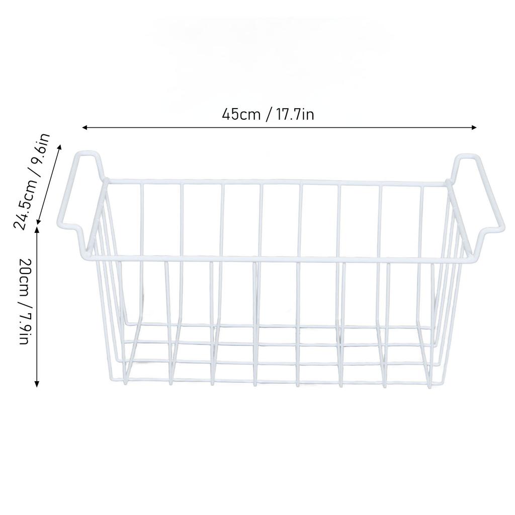 2Pcs Refrigerator Storage Basket Organizer Hanging Metal Rack with PE Coating Freezer Metal Wire Basket Kitchen Appliance