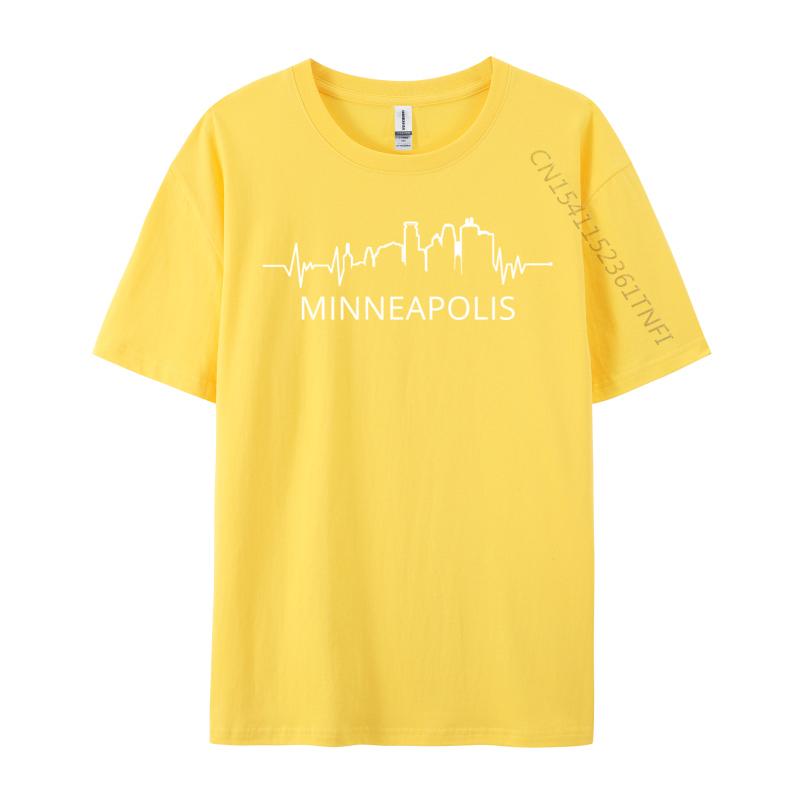 Minneapolis Mn Skyline Heartbeat Vintage Mpls Europe Tops Tees Prevalent Unique Cotton Unisex TShirts Printed On Top TShirts