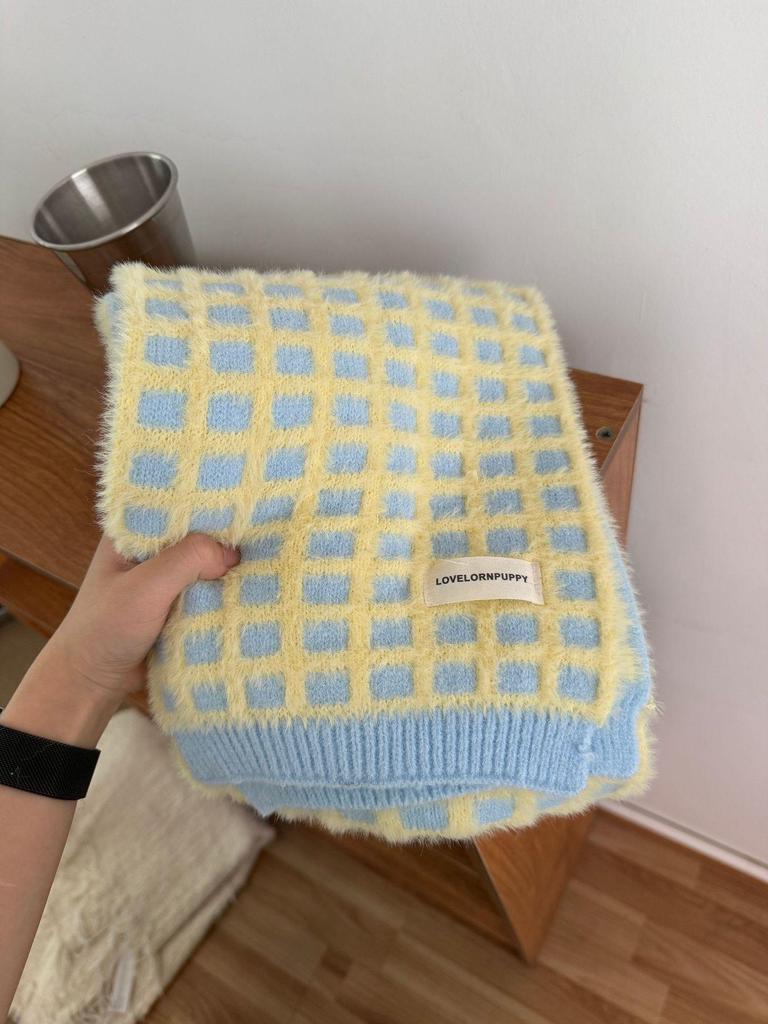 Mint Chocolate Soft Scarf – Cozy & Cute Waffle Pattern for Fall/Winter Women