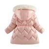 Winter Spring Boys Girls Jacket Solid Color Lining Plush Thick Warm Glossy Waterproof Hooded Parka for 4-10 Years Girls