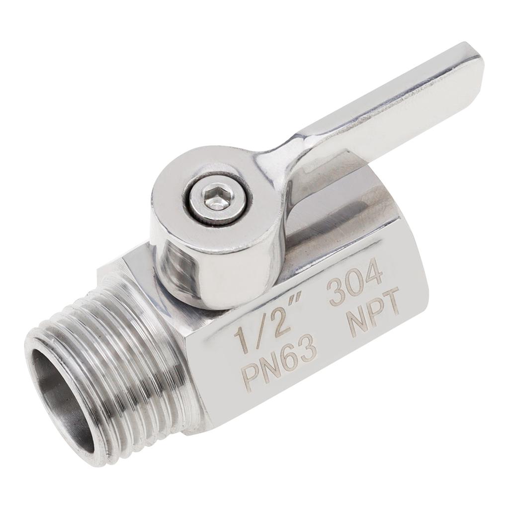 1/2 Inch Female X Male NPT Thread 304 Stainless Steel Mini Ball Valve Shut-off Valve Shower Head Flow Control Valve for Pipe / Bathroom