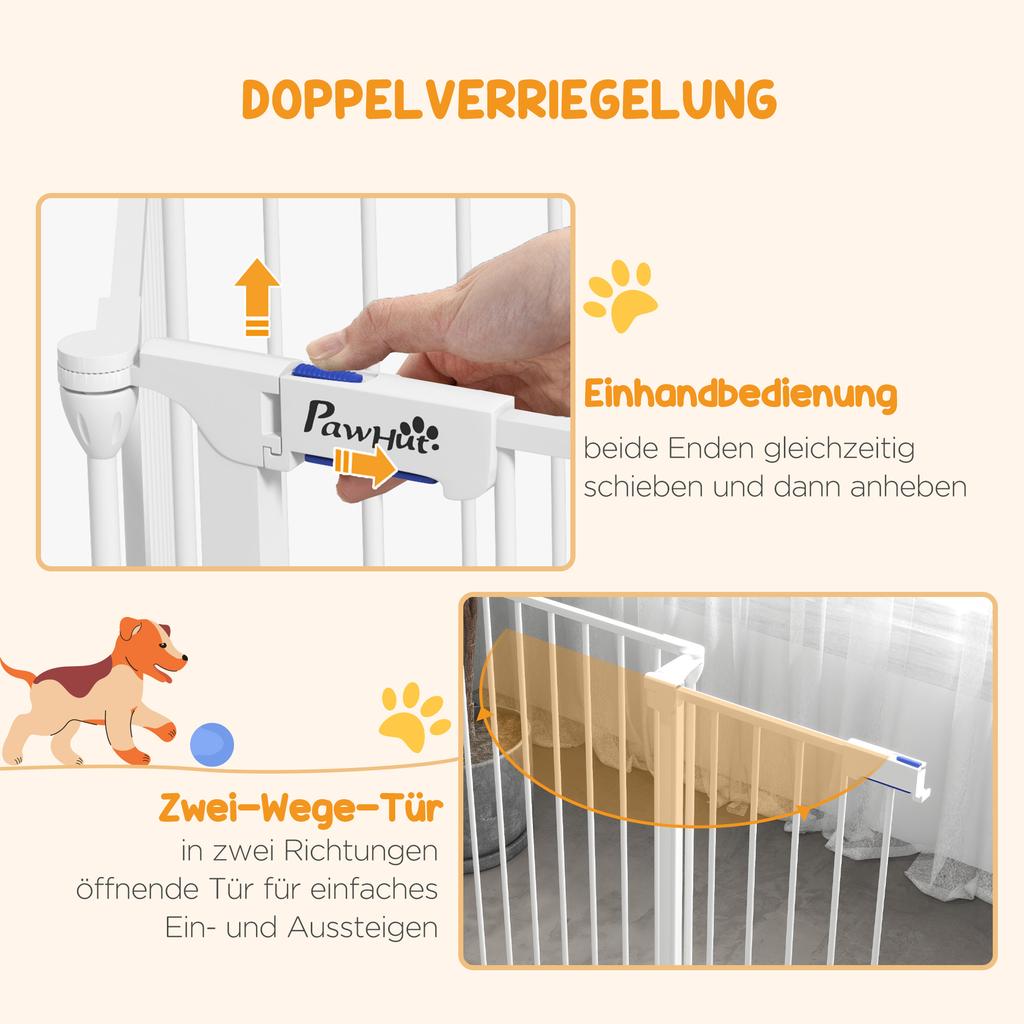 6 Panels Foldable Dog Playpen, Puppy Pen Crate with Door - White