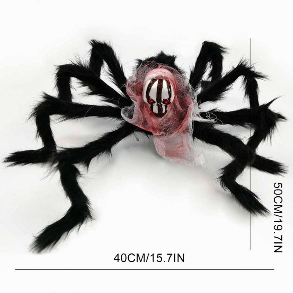 Toy Kids Toy Furry Spider Simulation Spiders Halloween Spider Spider Decoration with Skull Head