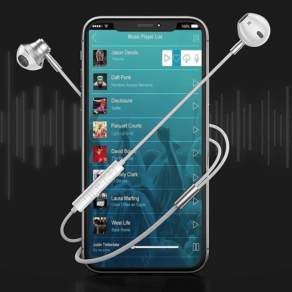 Wired Stereo Earphones with Adjustable Clear Sound Leak Compatible with Multiple Devices Earphones, Microphone, Volume, Lightweight, Calls,