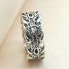 Huajie Ancient Silver Color Hollow Out Carving Charming Rings for Men Punk Style Exquisite Men's  Trend
