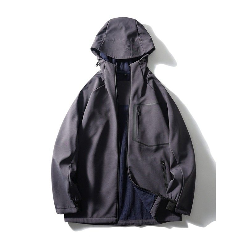 Niaojia Outdoor Soft Shell Jacket for Men, Winter Fleece-Lined Thickened Functional Workwear Coat, Export Men s Sports Jacket Gray 2XL