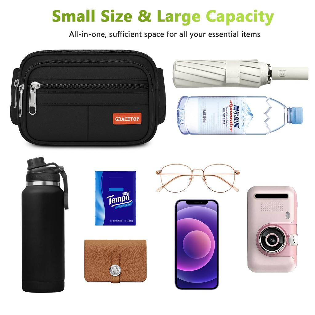 Gracetop Multifunctional Waist Fits Digital Water and Lightweight Hip Bag with 4 Ideal for Outdoor Suitable for Men and Women Bag, Smartphones,
