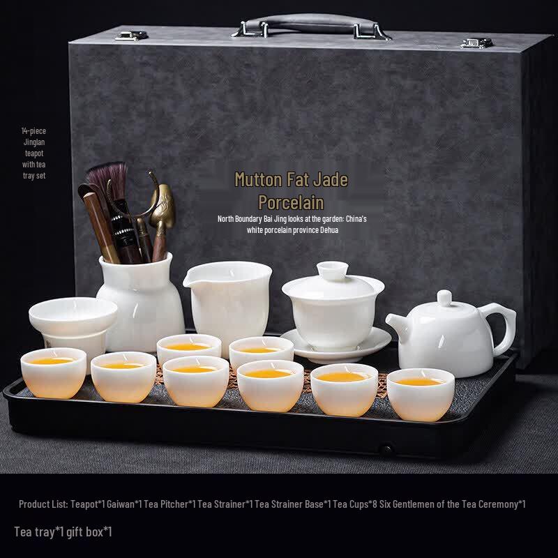 Dehua Suet Jade Ceramic Tea Set