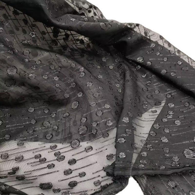 50cm/100cm*150cm Czarny Szyfon Jedwabny Tkanina Koronka Afrykańska Krepa Drukowana 75D Poliester Tkanina do DIY Ubrania Sukienka Dekoracja