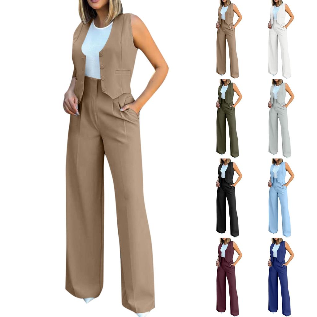 Gilet da abito da donna pantaloni a gamba larga abito casual