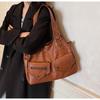 Retro shoulder bag contrasting color splicing tote bag
