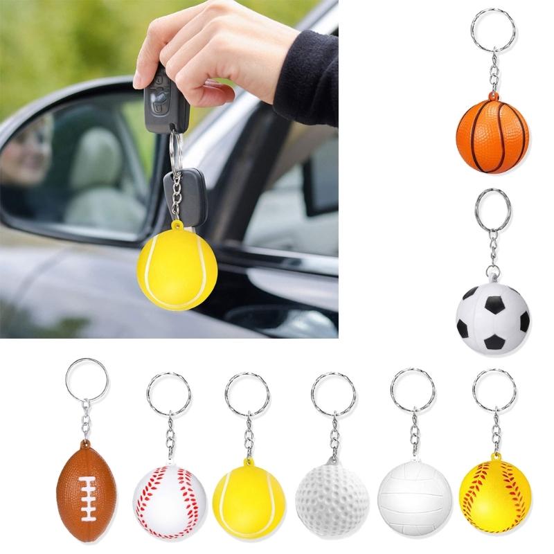 Fashionable Basketball Keychains Sturdy PU Sponge Pendant Keyrings Accessory for Sports Fans and School Clubs Daily Use