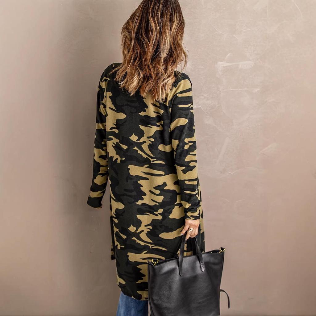European and American Style Green Long Knitted Cardigan - Autumn/Winter Loose Jacket