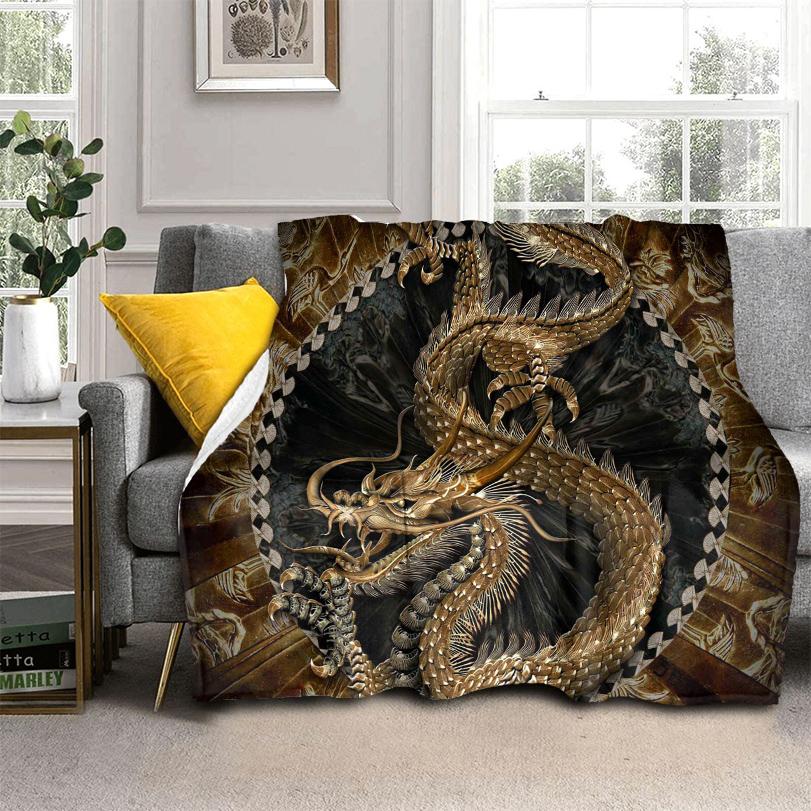 

Ковдра з 3D-принтом Дракон Фланелева ковдра М які флісові ковдри Ковдра для спальні диван 75x90cm