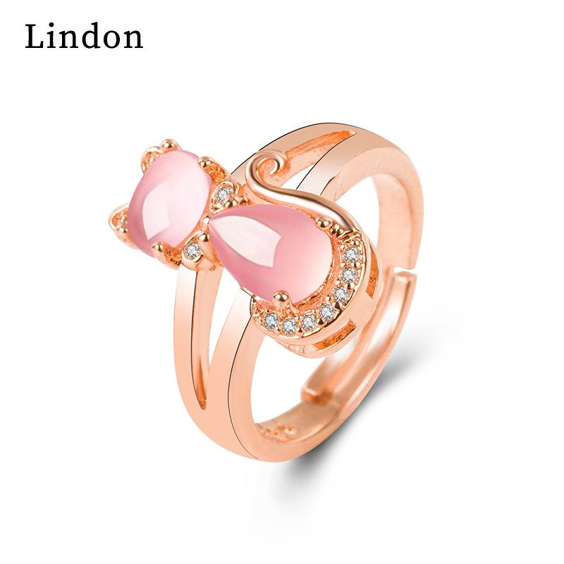 

Женское ювелирное кольцо Lindon из меди с цирконом, подарок розовый