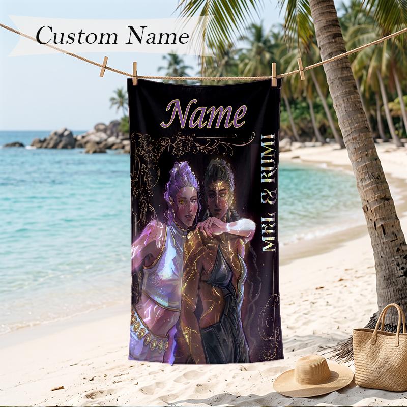 rumi Custom Name Printed Beach Towel Personalized Soft Towel For Swimming Beach Travel