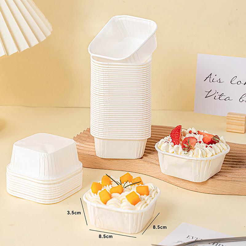 50Pcs/Set Cake Mold Square Shape Bread Pan Cake Muffin Cupcake Paper Cups