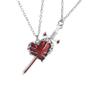 Paar Halskette Liebesherz Rapier Design Legierung Anhänger Schmuck Halskette Für Freund Freundin Valentinstagsgeschenk