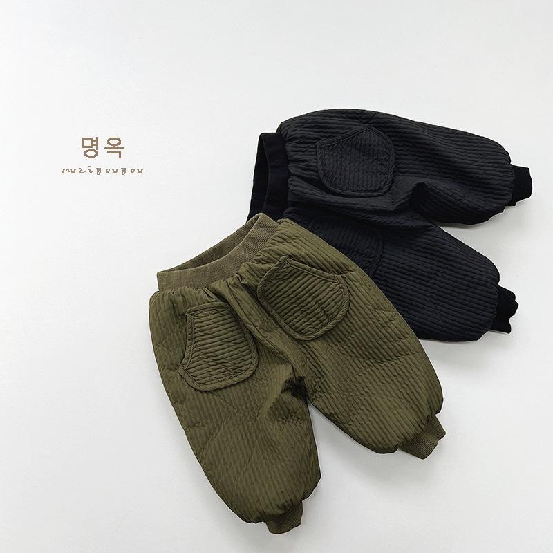 Kids Thick Padded Warm Winter Pants Korean Style Casual Unisex Toddler Children Trousers