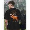 Gans auf einem Elch Herren T-Shirts klassisch vielseitig Rundhals Rückseite bedrucktes Hemd, geeignet für Basketball, ein Must-Have Herren Sommer Outfit im Fitnessstudio