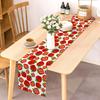 Pudodo Strawberry Table Runner Spring Summer Fruit Strawberry Themed Birthday Baby Shower Party Kitchen Dining Home Decoration (13" x 72")