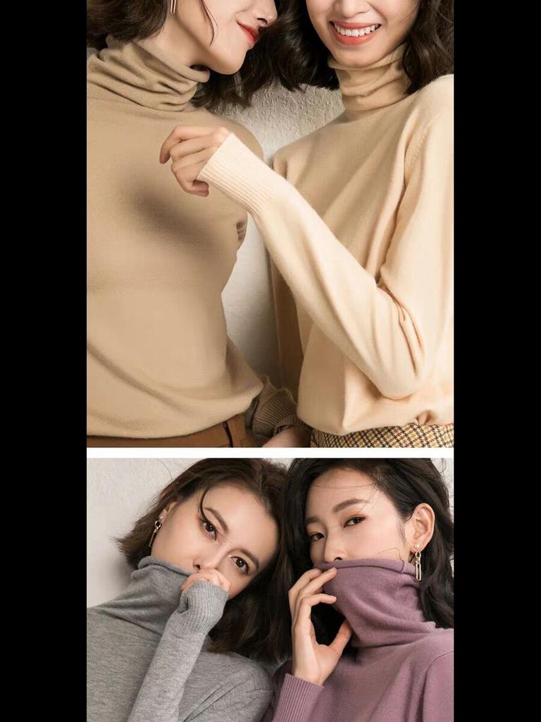 Maglione pullover a collo alto in pile da donna - Versatile e vestibilità aderente