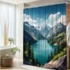 1Pc Scenic Mountain Lake View Shower Curtain For Relaxing Ambiance With Bathroom Decor Polyester Fabric Includes 12 Hooks