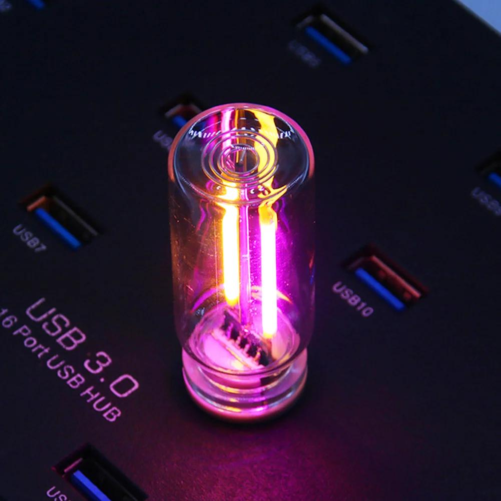 Luz LED para Carro USB Cores Duplas Controle por Toque Luzes de Ambiente Lâmpada Incandescente Lâmpada de Filamento LED Decoração Noturna para Quarto