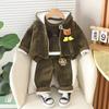 Baby Boys Clothing Set Autumn Winter Cartoon Thick Hooded Jacket Coat Pants 3Pc Suit for Kids Warm Outfits
