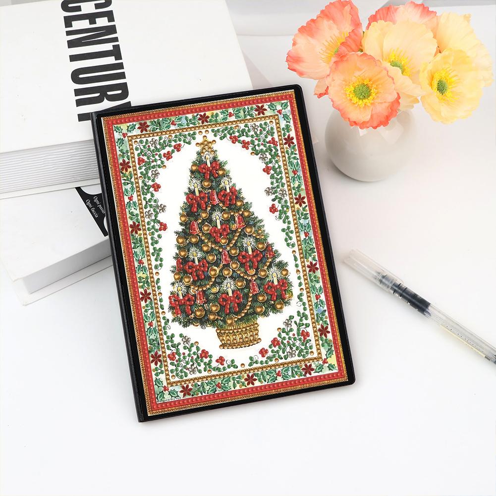 Special Shaped Xmas No Lines Rhinestone Art Hand Craft Kit 50 Pages Crystal Notepad Sketchbook for Birthdays Or Christmas Gifts