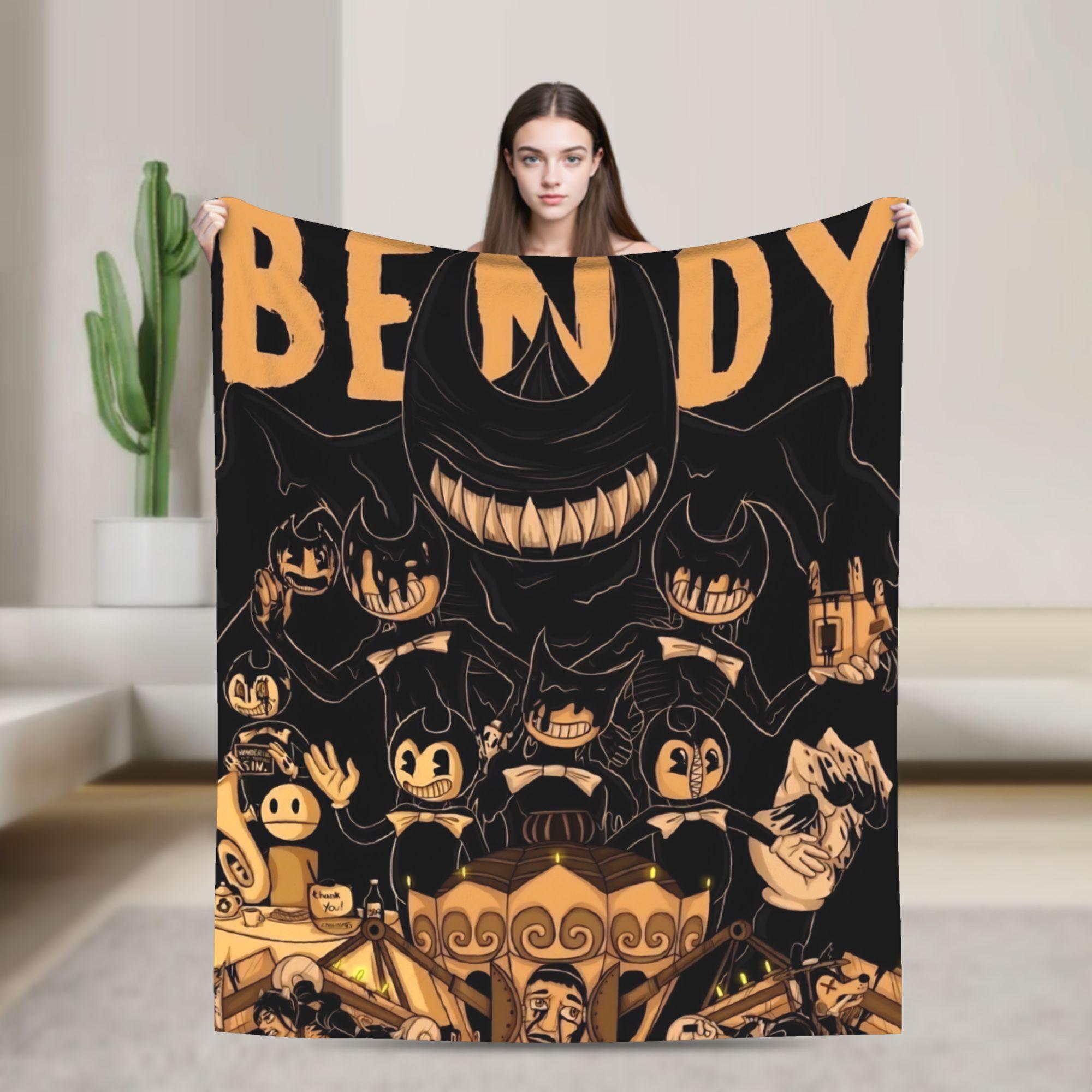 

Bendys Horror Game Inked Machines Flannel Blanket Puzzle Vintage Throw Blanket for Home Hotel Sofa 200x150cm Ultra-Soft 75x90cm