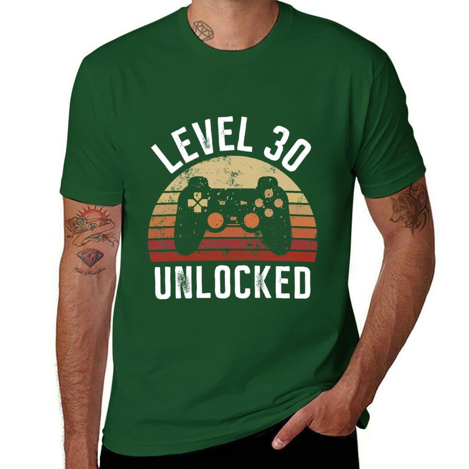

Level 30 Unlocked Shirt Video Gamer 30th Birthday Gifts Tee T-Shirt graphic t shirts funny gifts tees mens plain t shirts 4XL