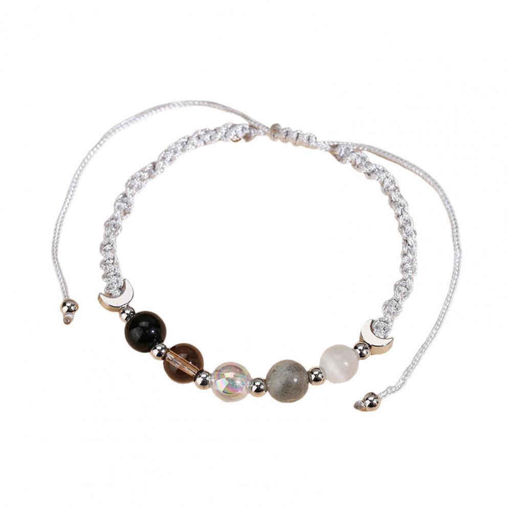 Quartz Jewelry Moon Phase Bracelet Moon Phases Faux Bracelet Adjustable Natural Protection Beaded Bracelet Anxiety Stress Relief