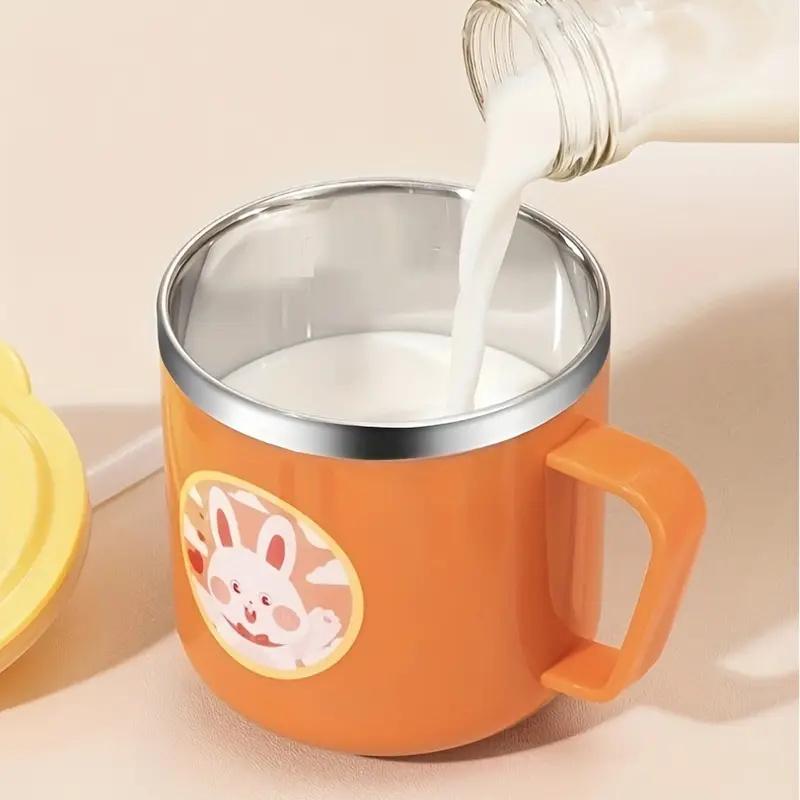 1Pc 270ml Stainless Steel Mug with Straw - Portable Coffee & Milk Cup with Handle and Measurement Marks Water Cup
