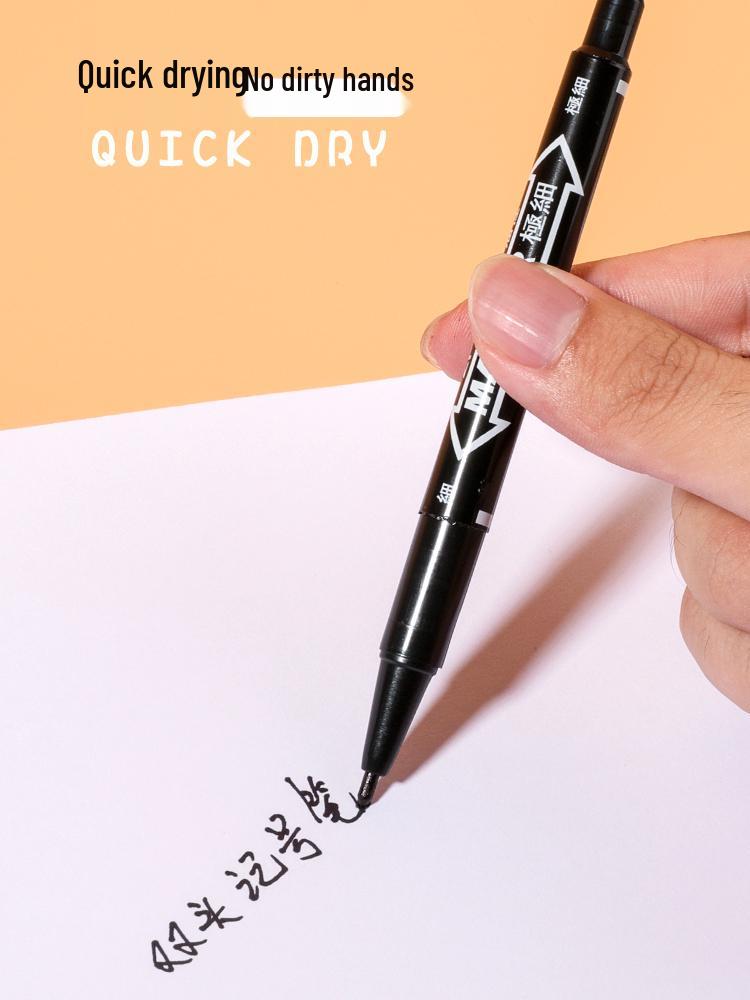 **Çift Uçlu Küçük Çocuk Çizim Kalemi - Siyah/Kırmızı/Mavi, İnce Uçlu, Su Bazlı**