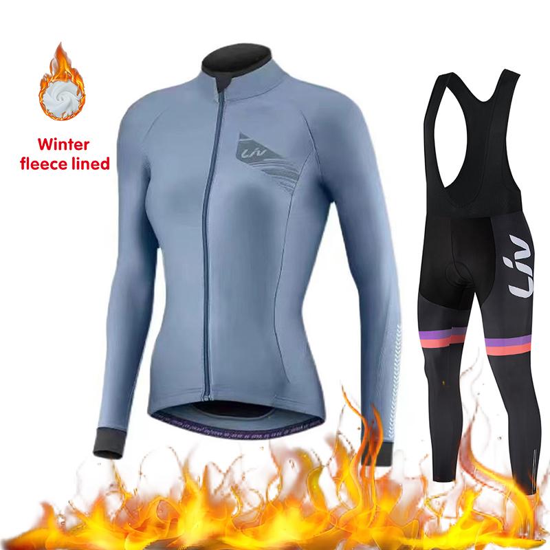 Winter Cycling Sportswear Set Women's Cycling Jersey Cycling Bib Warm 2026 Velvet Warm Cycling Suit Set Windproof Cycling Jacket Cycling Pants