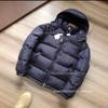 Unisex Kapuzen-Baumwoll-Pufferjacke Warmer dicker Wintermantel Mit Stickerei Lockerer Schnitt Stehkragen Reißverschluss Vorne
