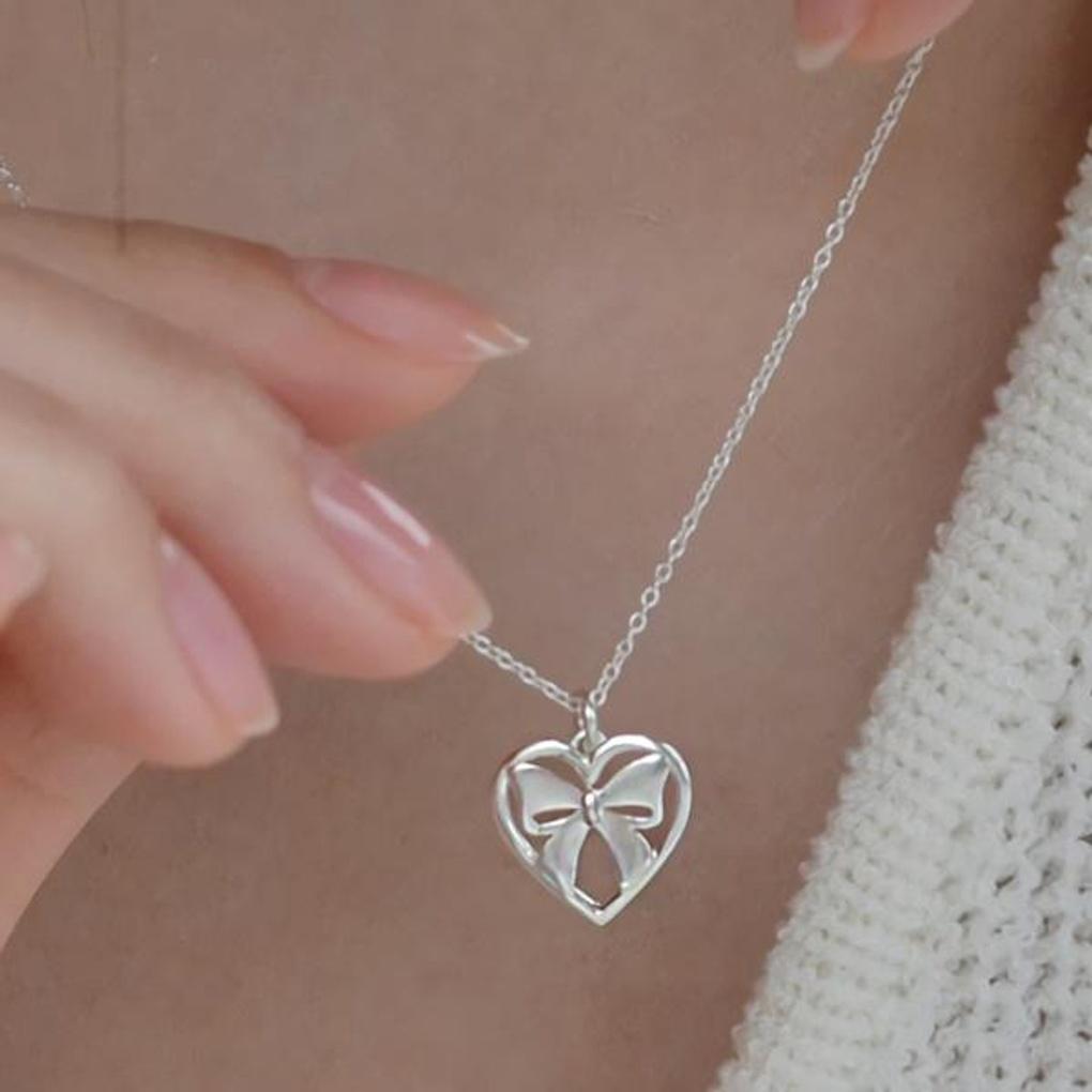 Women's Accessories Daily Heart Ribbon Necklace