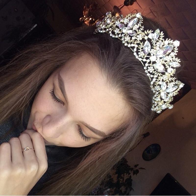 Bridal Crown Baroque Luxury Crystal AB Tiara Light Gold Color Diadem Tiaras For Women Bride Wedding Hair Accessories