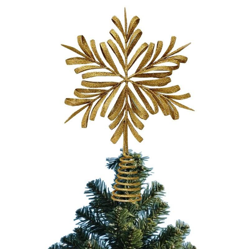 Christmas Tree Topper With Snowflake And Star Iron Art Decoration For Holiday Festivities