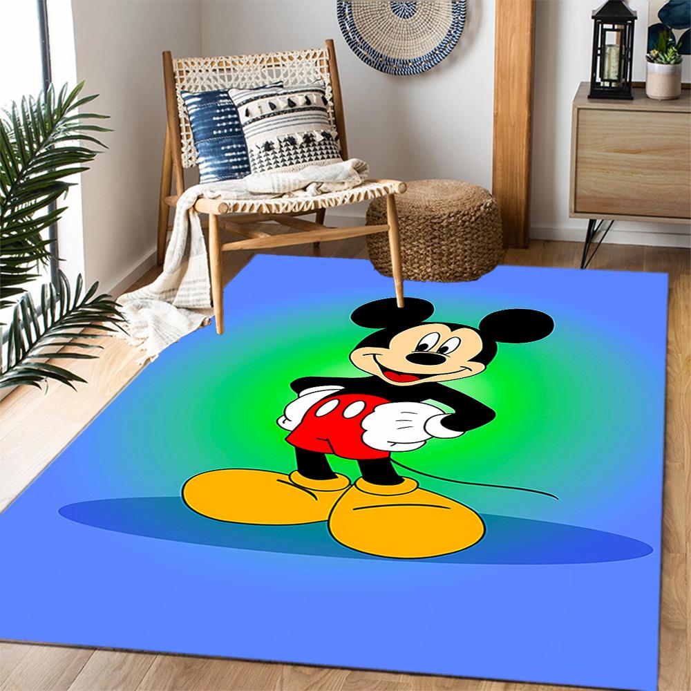 Mickey Mouse In Starry Night Disney Cartoon Theme Anti-Slip Rug - Polyester, Home Decor, Suitable for Bedrooms, Living Rooms, Doorways, and Studios