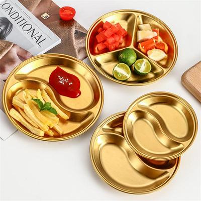 Stainless Steel Korean Sauce Dish Round Seasoning Serving Tray Soy Sauce Spice Condiment Dipping Plate Hotpot Barbecue Tableware