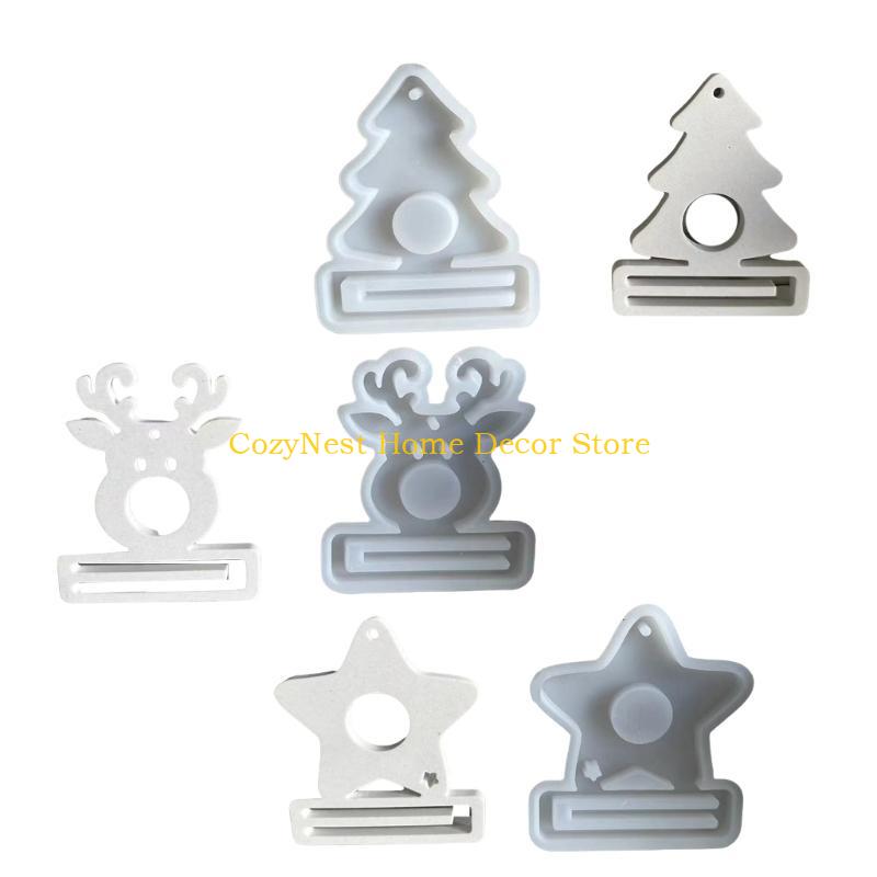 92MF 3Pcs Christmas Themed Silicone Molds Pendant Molds with Hole for Cash Holder, Money Holder, Christmas Hanging Decoration China Mainland