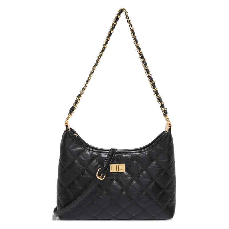 Retro Diamond Small Fragrant Chain Handbag Women's 2025 New Autumn and Winter Versatile Underarm Bag Shoulder Messenger Bag