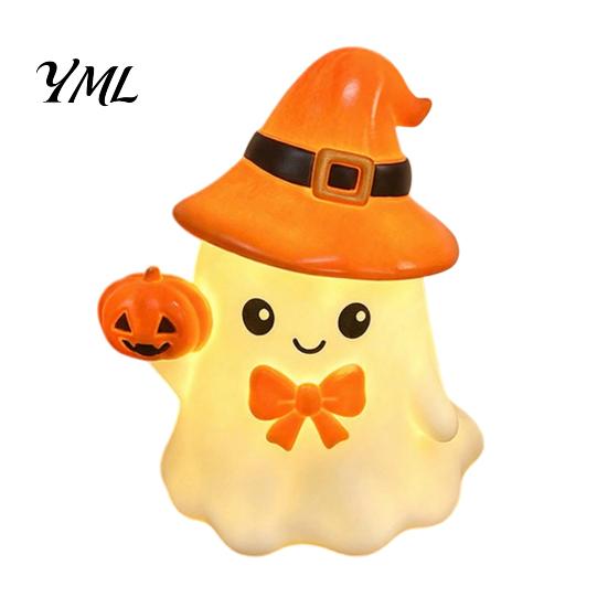 LED Night Light for Party Cute Halloween Ghost/Pumpkin Desktop Decoration, Battery Durable Plastic Operated Nursery with Warm Glow Home Decor