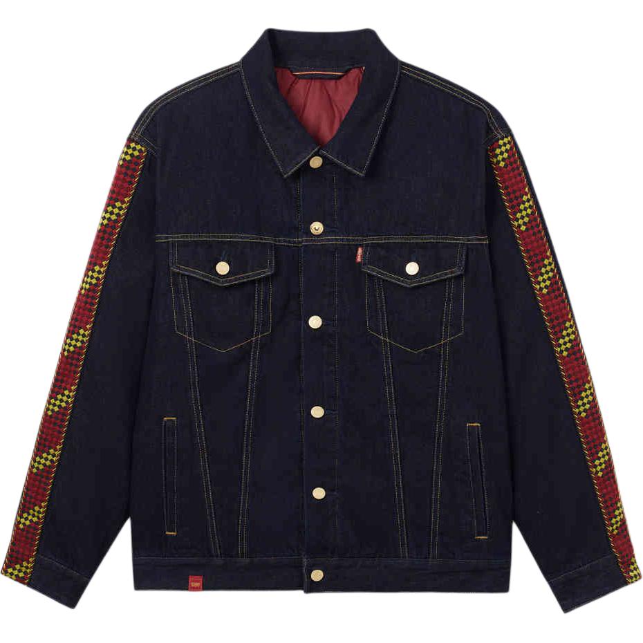 Levis New Year Limited Edition Side Stripe Pattern Button Closure Denim Jacket Men Jackets Denim-Blue 0036H-0000