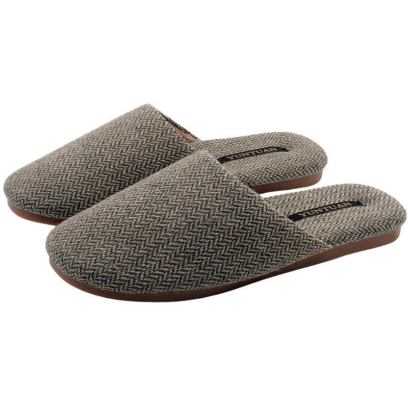 Herren Retro Wollmischung Hausschuhe: Herbst/Winter Rutschfest Luxus