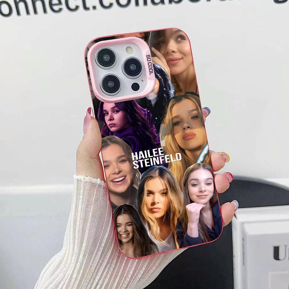 Hailee Steinfeld Pink Translucent Mobile Phone Case for iPhone 17 16 15 14 13 12 11 X XR XS 8 7 Air Pro Max Plus Colorful Cover